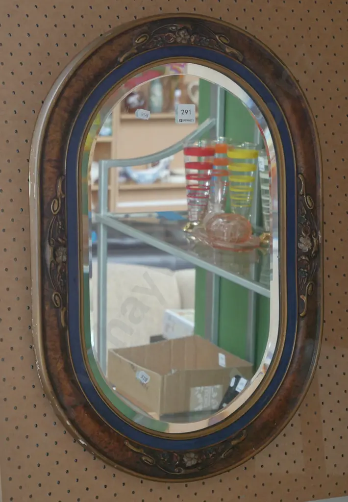 vintage oval composite bevelled edge wall mirror  Image 1++