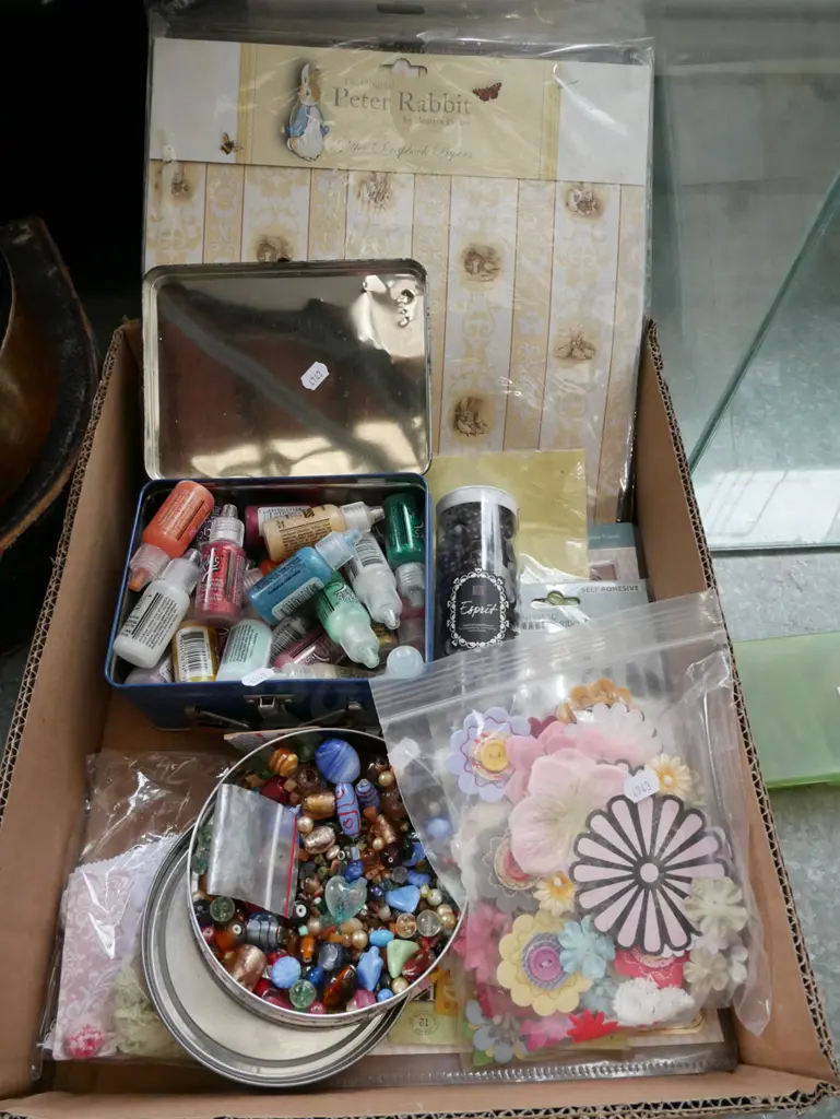 box; crafters supplies, glue glitter, beads, stick on embellishments etc Image 1++