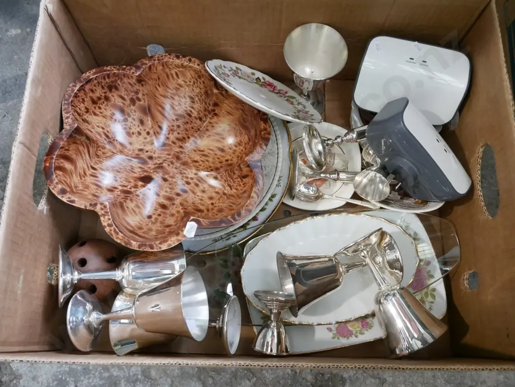2x multi boxes, plated goblets, plates etc Image 1++