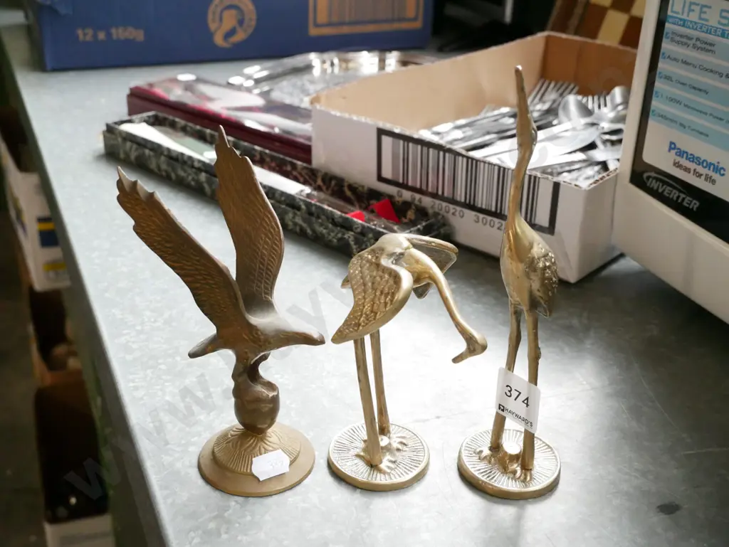 3x brass bird ornaments H-190 Image 1++