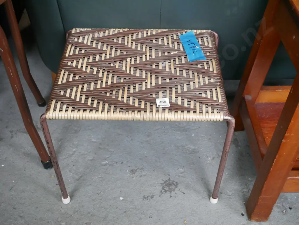 retro woven plastic footstool Image 1++