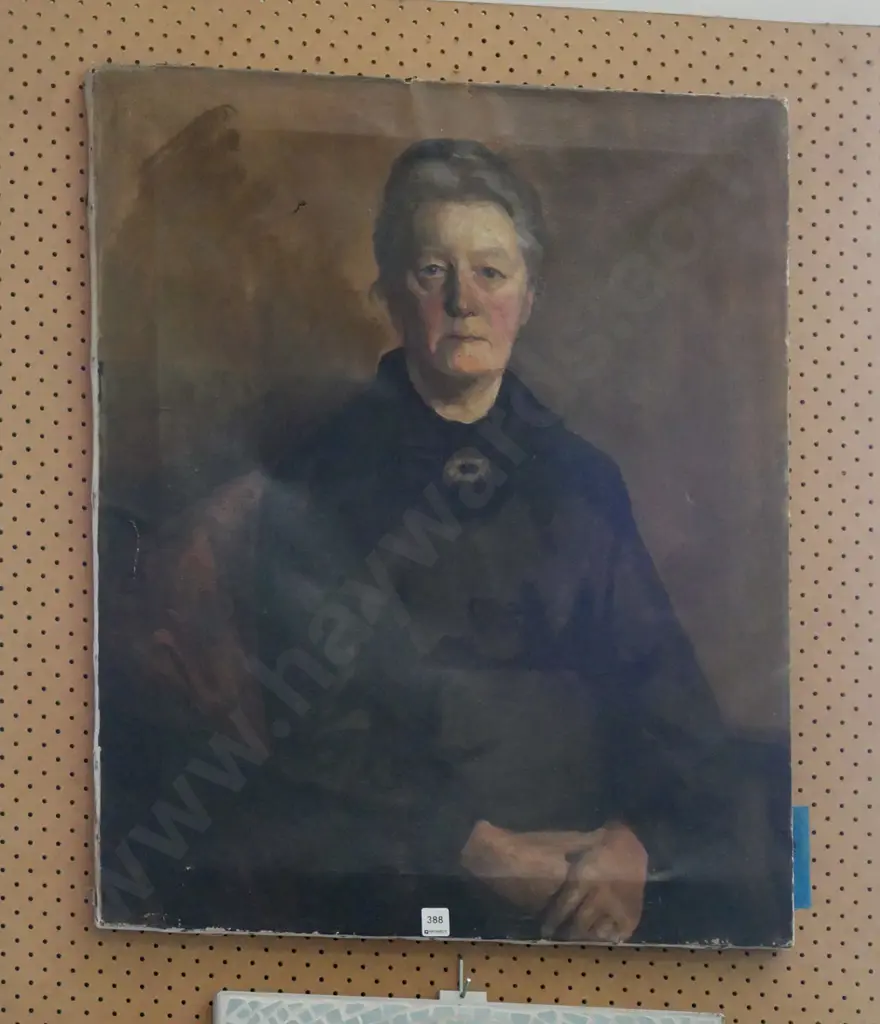 framed oil on canvas - portrait - some damage Image 1++