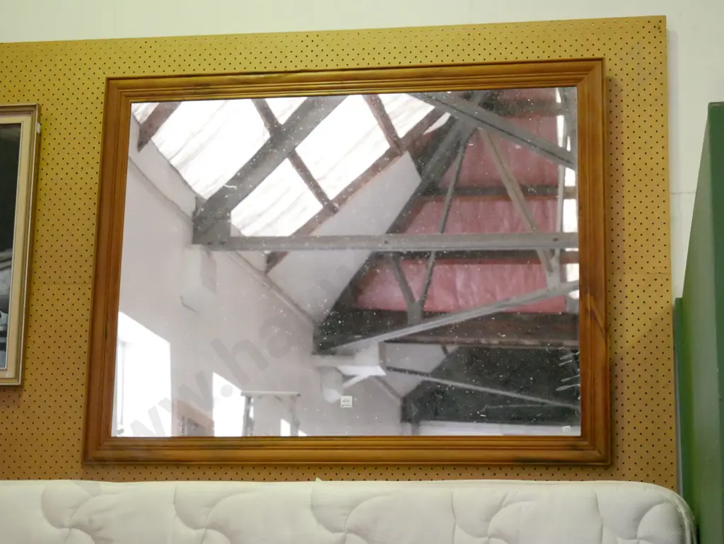 large wood framed wall mirror - needs a clean H-940 Image 1++