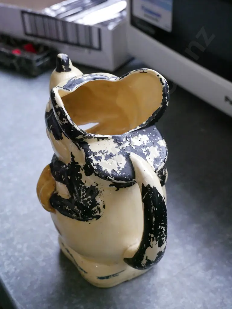 very early Mickey Mouse water jug - paint flecking,  repair to handle H-180 Image 1++