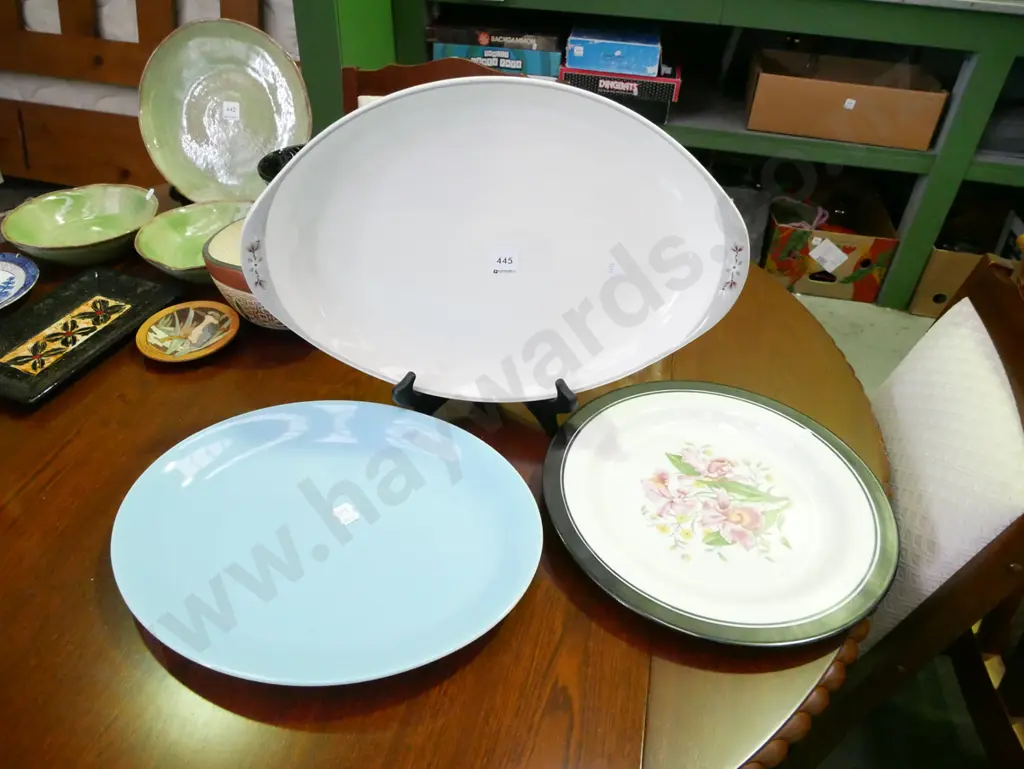 royal Doulton ashet, blue Meakin ashet, pink orchid plate Image 1++