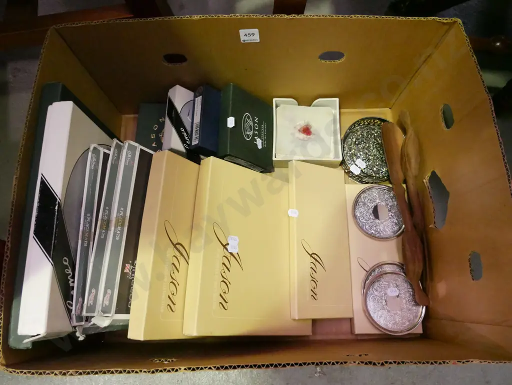 box; placemats, plated coasters, wooden servers etc Image 1++