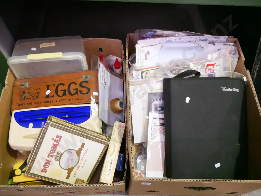 2 boxes; Cuttlebug templates, Sistema container, egg boxes, craft paper etc - orange dots Image 1++