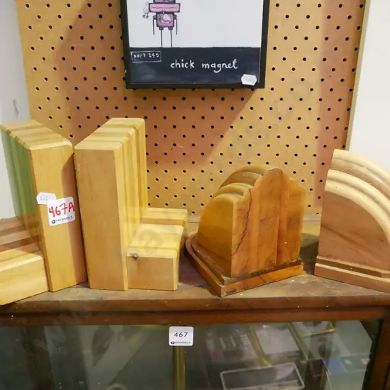 2x pairs of timber book ends