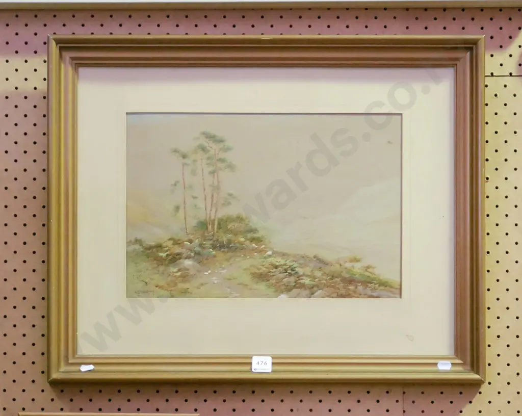 framed watercolour - grazing sheep - foxing no glass Image 1++