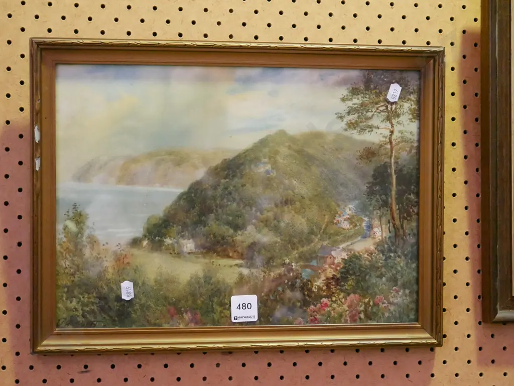 framed watercolour - village scene Image 1++