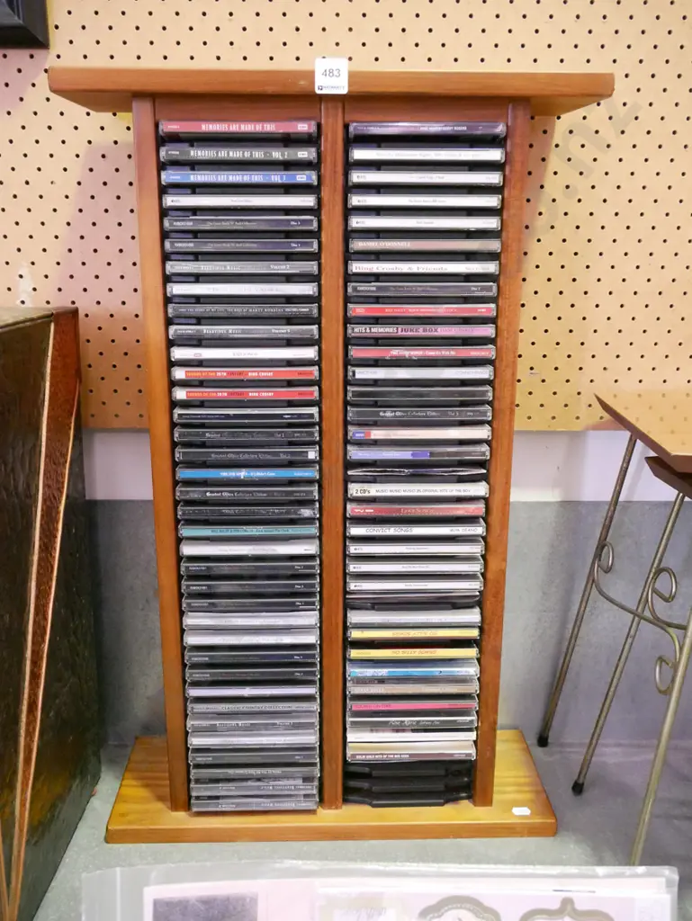 wooden CD tower and CDs H-700 Image 1++