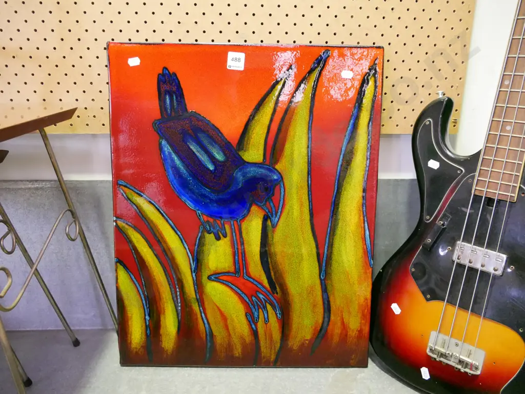 large ceramic art tile - pukeko Image 1++
