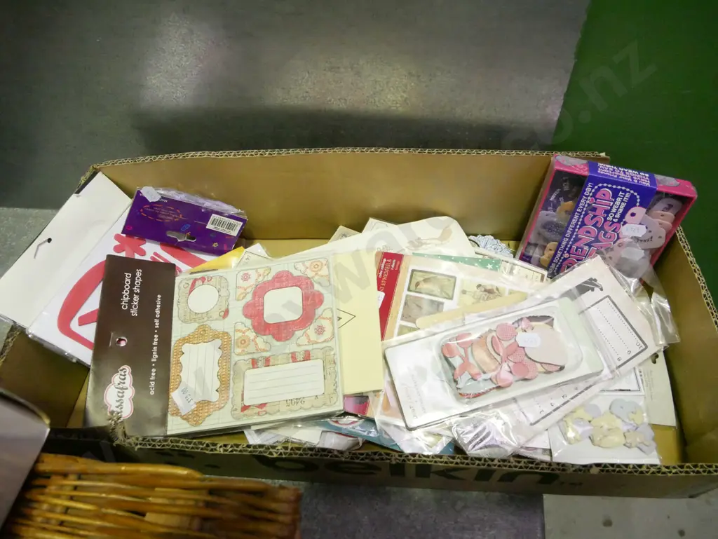 box; craft supplies, friendship tags, embellishments etc Image 1++
