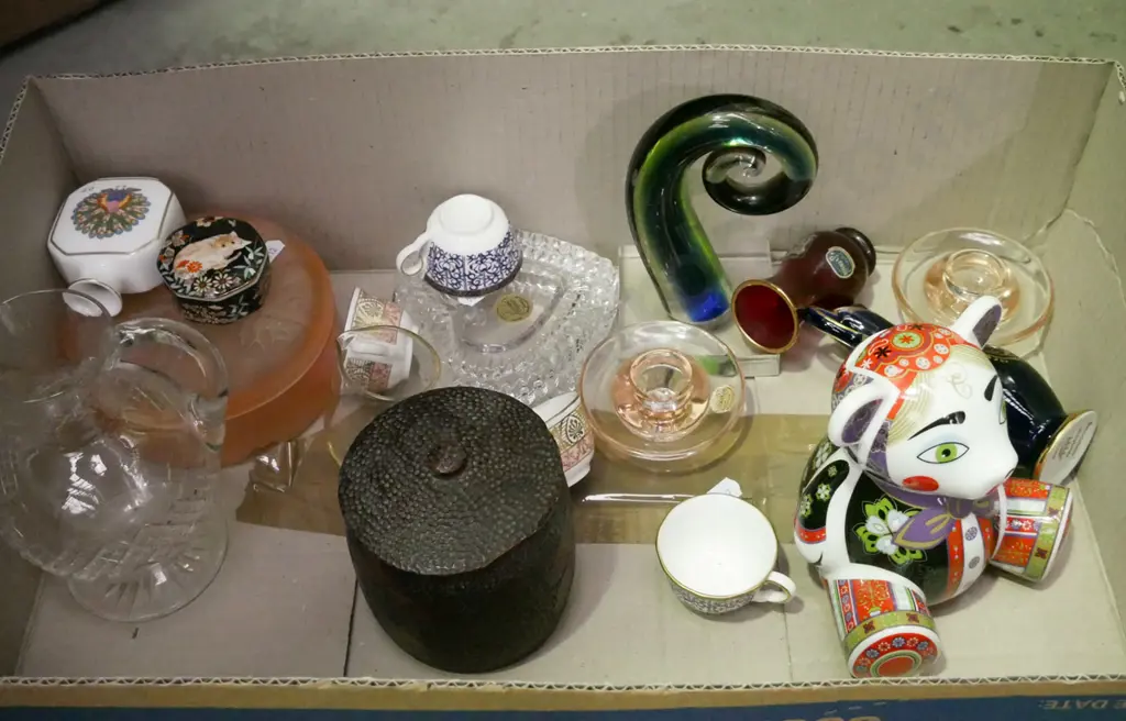 box; wooden pokerwork canisters, heart shaped trinket box, deer money box etc Image 1++