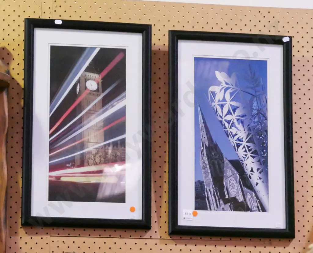 2x photo prints - Canterbury Cathedral, Westminster - orange dots Image 1++