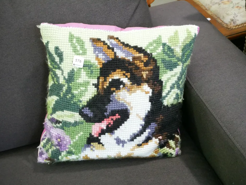 needlework cushion - Alsatian Image 1++