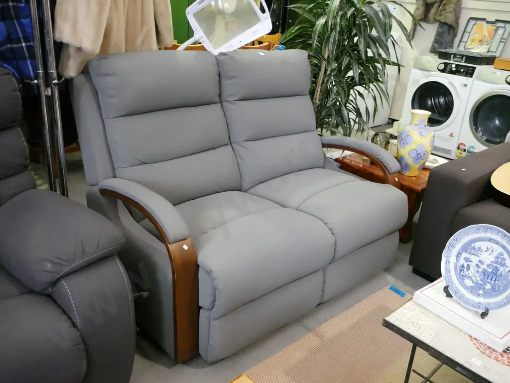 La-Z-Boy style suedette 2 seater reclining sofa Image 1++