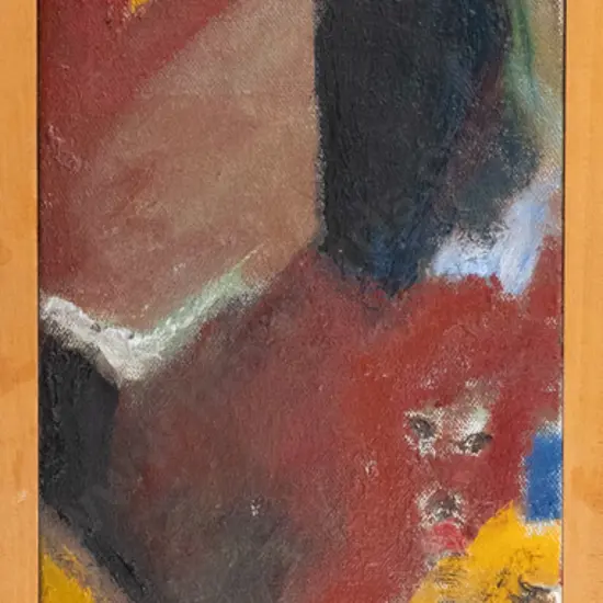 unsigned - framed oil on canvas - two people H-740 W-215