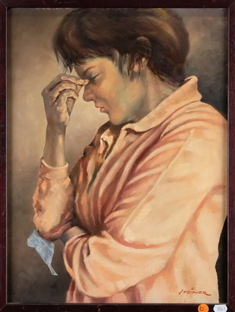 Erwin Steiner - framed oil - 'Lord Give Me Strength" H-390 W-290 Image 1++
