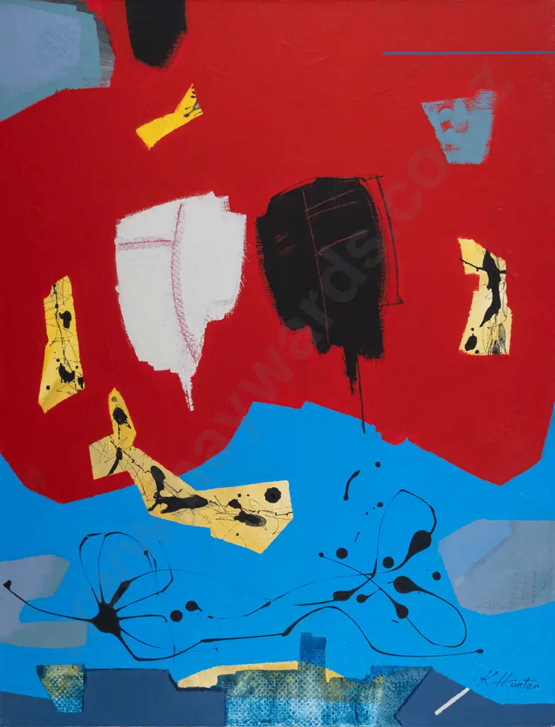 Kay Hunter - boxed acrylic on canvas - abstract H-460 W-350 Image 1++