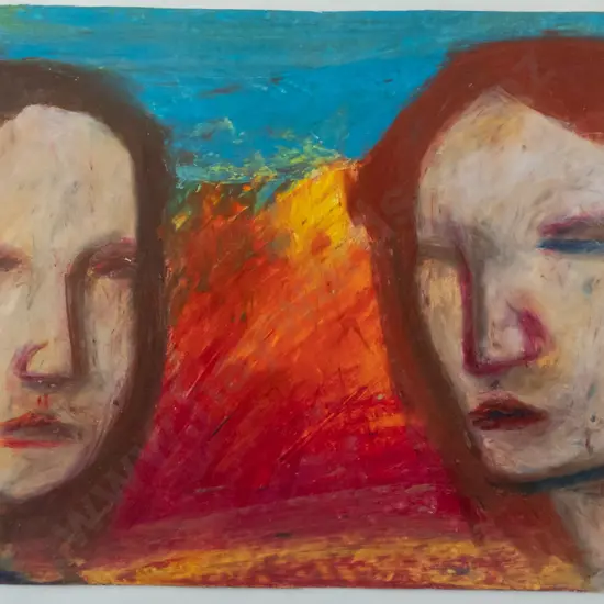 Jeffrey Harris - framed oil - faces H-270 W-380
