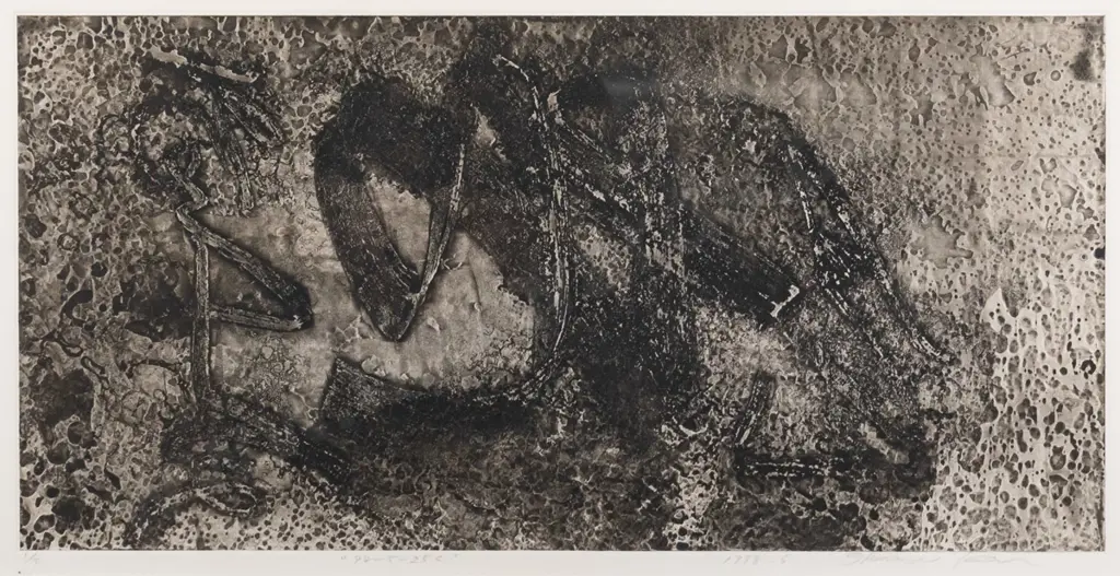 Shimada Kan 1998 - framed etching 1/10 "98-5-25c" H-280 W-580 Image 1++