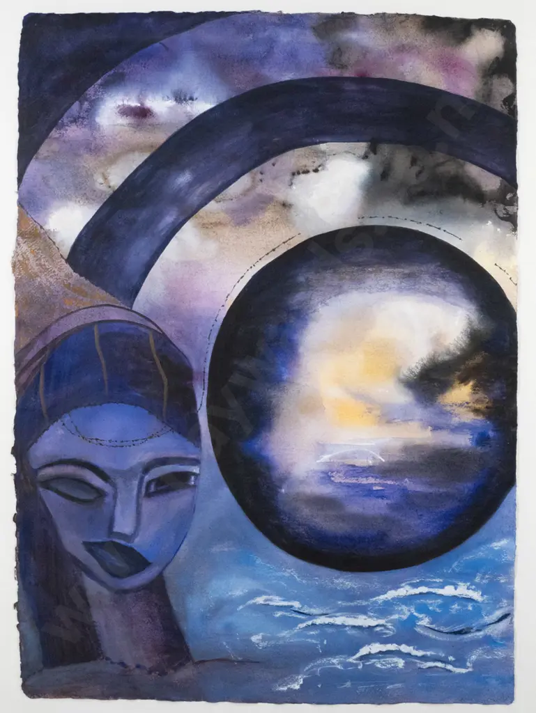 Sylvie Davy? - framed watercolour "Mermaid" H-770 W-550 Image 1++