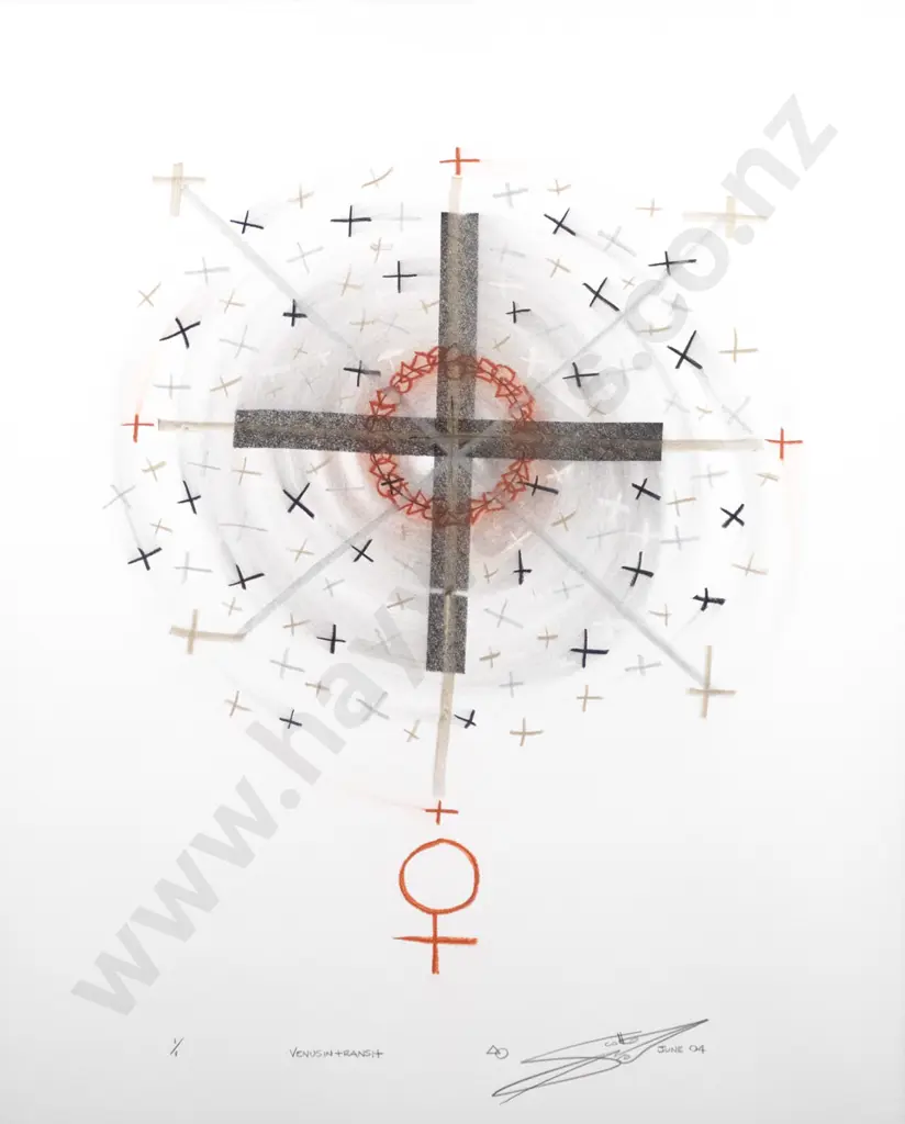 Makouri Scott '04 - framed mixed media 1/1 "Venus in Transit" H-550 W-450 Image 1++