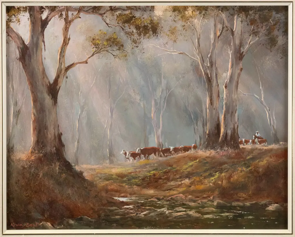 Kevin Best - framed oil "Coming up to the crossing" H-390 W-480 Image 1++