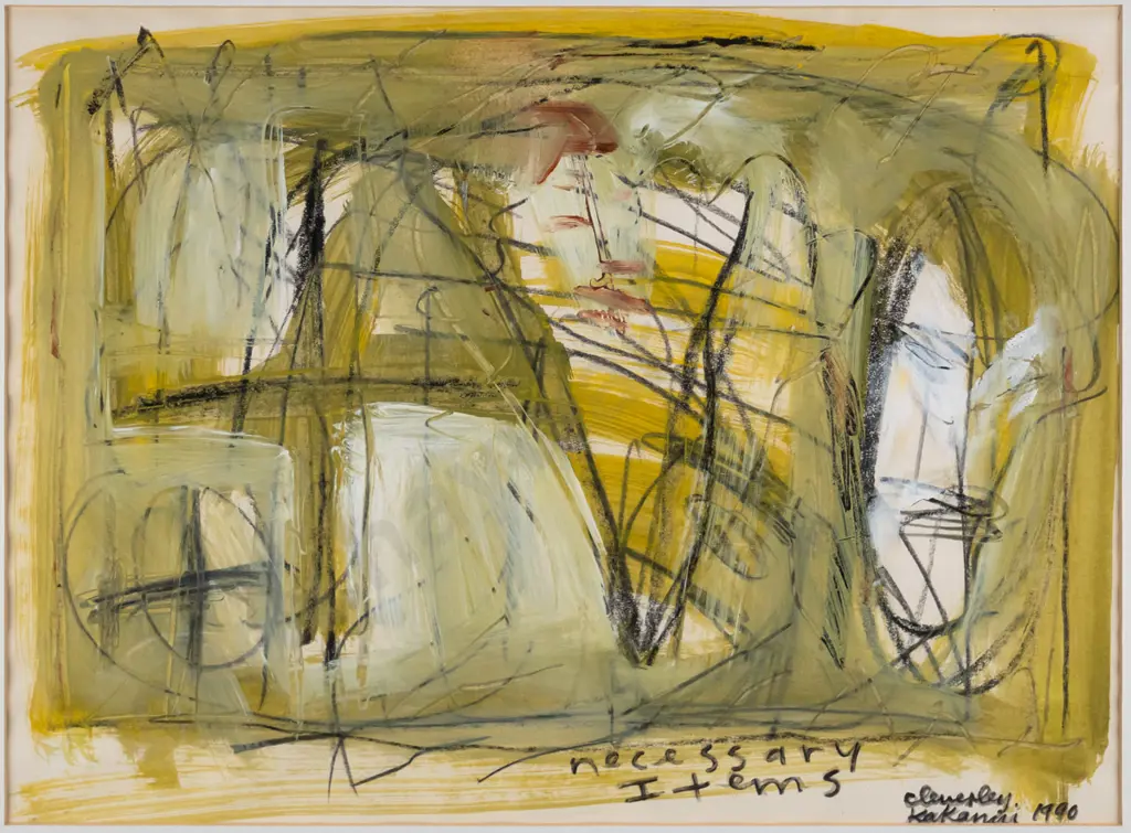 Peter Cleverley 1990 - framed pastel and acrylic "Necessary Items" H-280 W-390 Image 1++