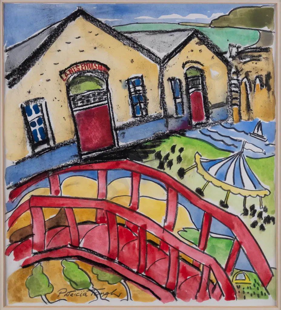 Patricia Tough - framed watercolour and conte "Past & Present" H-280 W-240 Image 1++