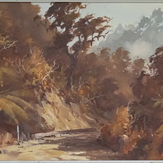 Neil Bartlett '80 - framed oil "Early Morning Holyford Valley" H-300 W-440