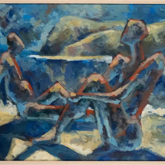 BC Walsh '75 - framed oil "Sunbathers" H-550 W-840