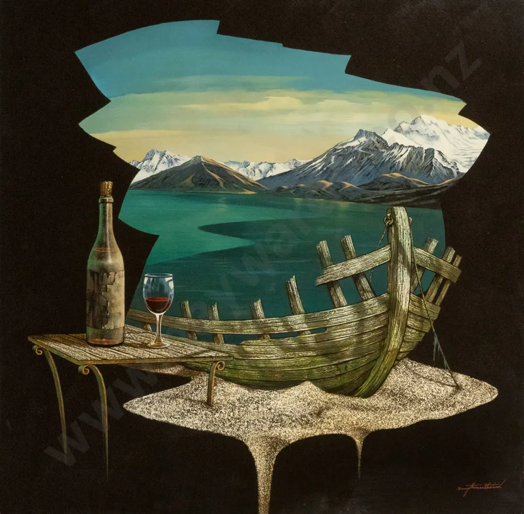 Barry Weston 2008 - unframed  oil on board "Returned (Lake Wakatipu)" H-800 W-800 Image 1++