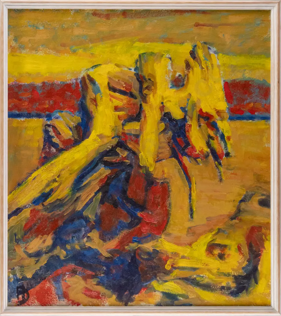 Frank Dickinson 1992 - framed oil on board "Driftwood Turning Away" H-440 W-400 Image 1++