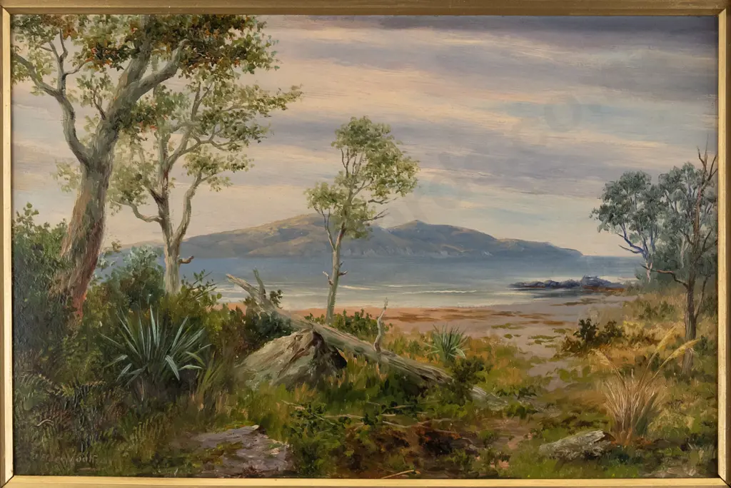 J Elder Moultray - framed oil "The Bluff Farm, Colac Bay" H-320 W-470 Image 1++