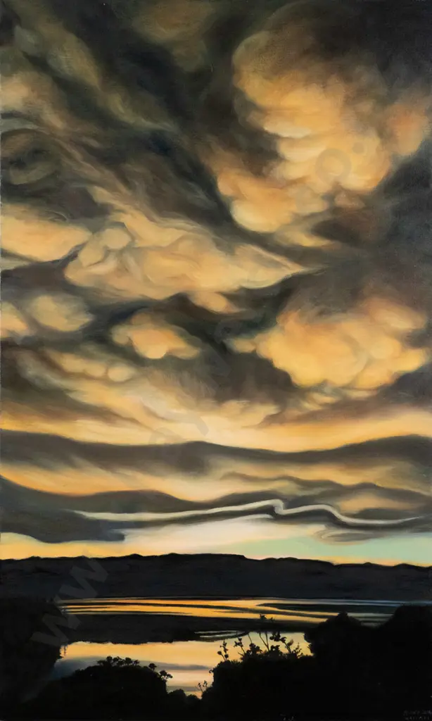 Liz Abbott 2006 - boxed oil on canvas "Billowing Clouds" H-920 W-560 Image 1++