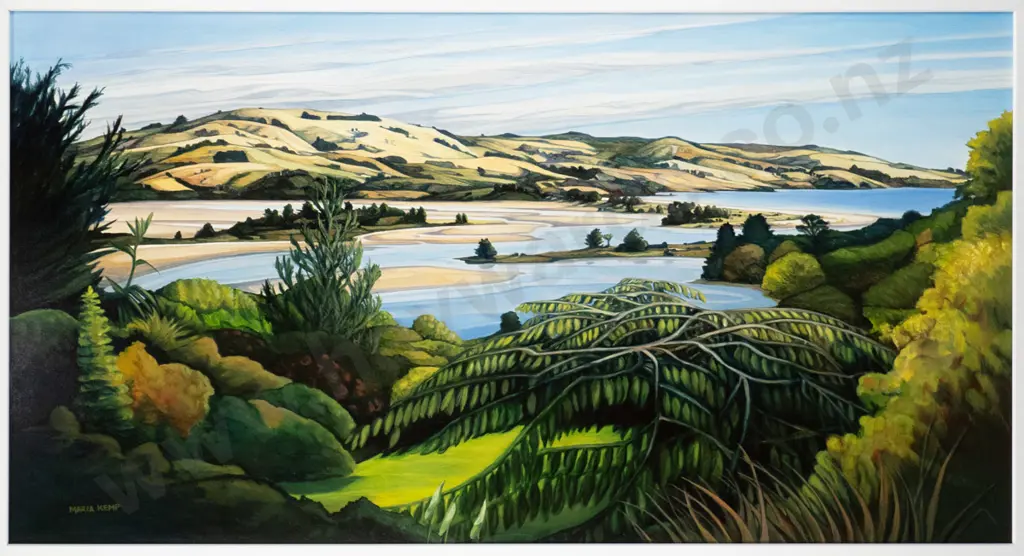 Maria Kemp - framed oil "Garden View, Doctor's Point" H-630 W-1200 Image 1++