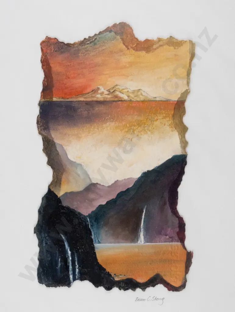 Brian C Strong - unframed mixed media - "Rolling Contours" H-270 W-160 Image 1++