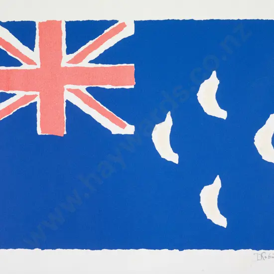 John  Robinson '92 - unframed linocut 7/30 "New Zealand flag H-280 W-405