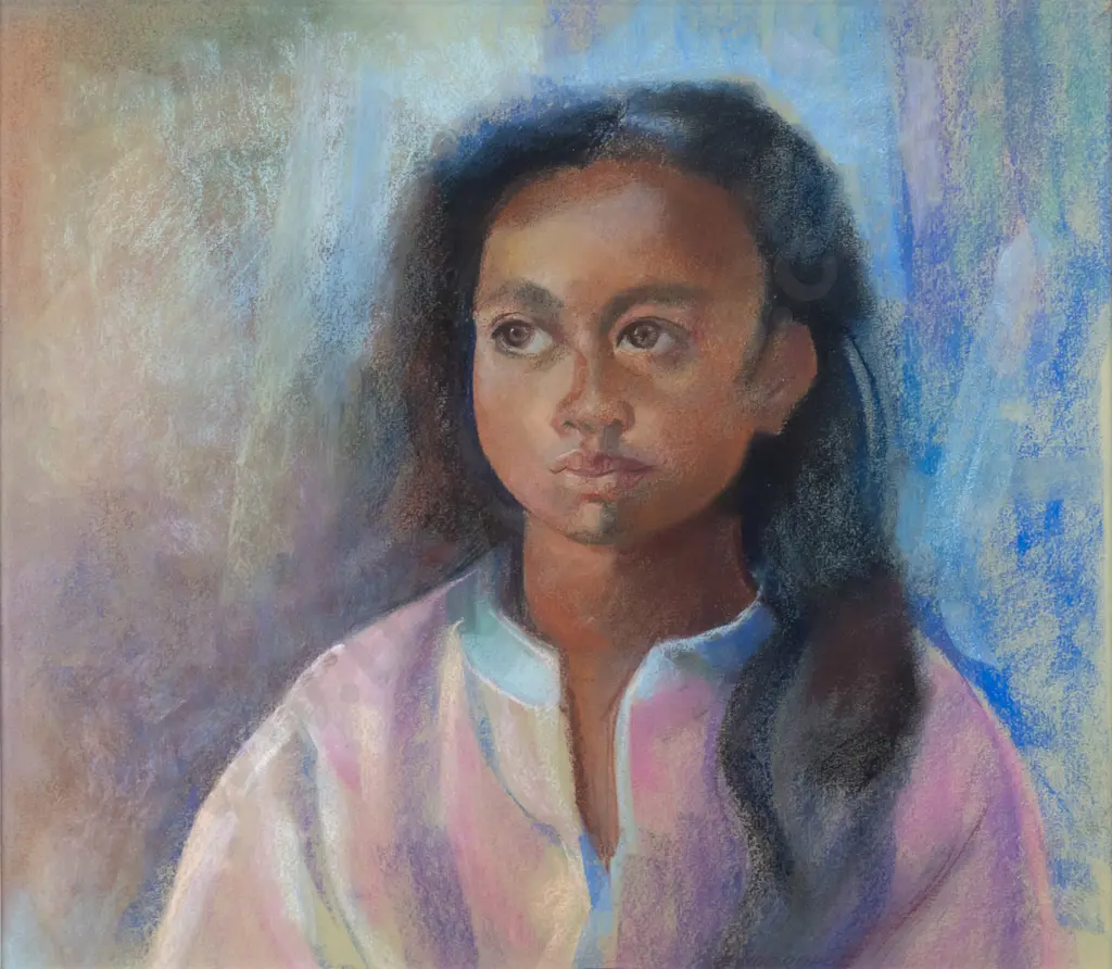 Els Noordhof - framed pastel "Island Girl" H-390 W-450 Image 1++