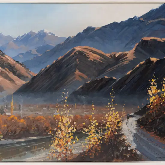 Peter Beadle 1966 - framed oil "Autumn Arrowtown from Tobin's Track" H-590 W-740