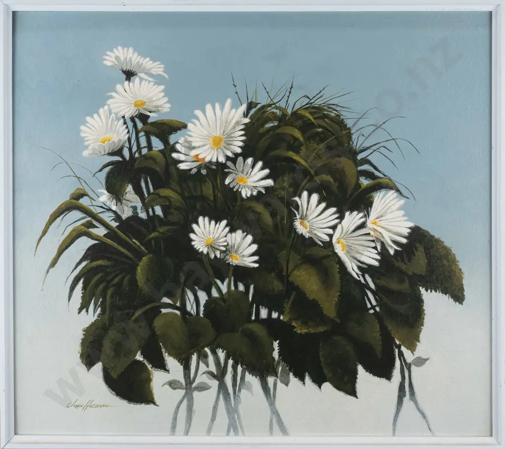 John Husband 1980 - framed oil "Shasta Daisies" H-380 W-430 (slight scratching to frame) Image 1++