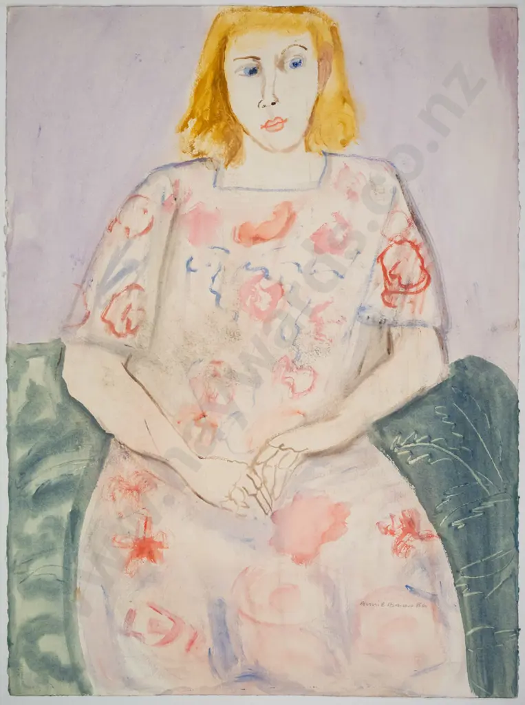 Annie Baird 86 - unframed watercolour - female portrait H-760 W-560 Image 1++