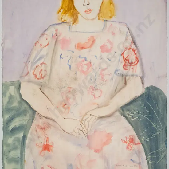 Annie Baird 86 - unframed watercolour - female portrait H-760 W-560