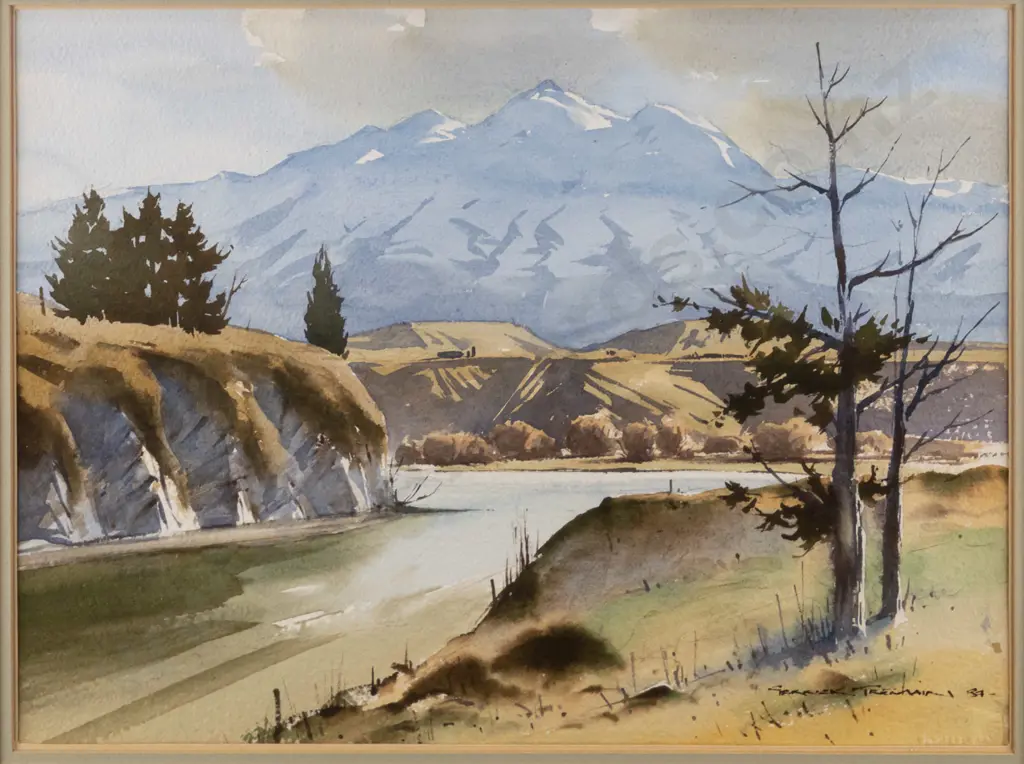 Garrick Tremain '87  - framed watercolour "on The Shotover" H-270 W-360 Image 1++