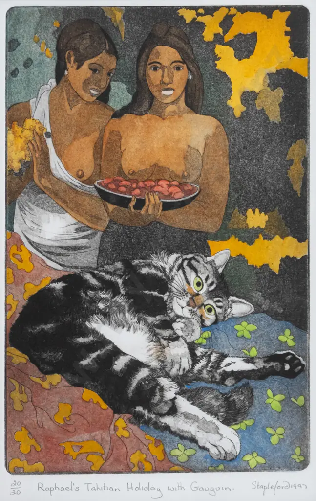 Stapleford 1997 - framed ltd edition print 20/20 "Raphael's Tahitian Holiday with Gauguin H-220 W-145 Image 1++