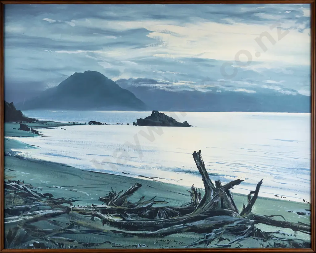 Graham Brinsley '97 - framed oil "Jackson Bay, Westland" H-580 W-740 Image 1++