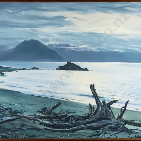 Graham Brinsley '97 - framed oil "Jackson Bay, Westland" H-580 W-740