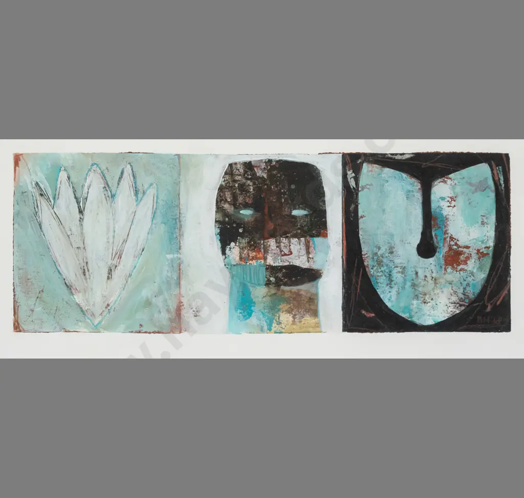 Megan Huffadine 2018 - unframed watercolour triptych H-100 W-265 Image 1++